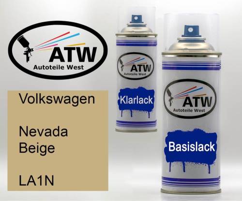 Volkswagen, Nevada Beige, LA1N: 400ml Sprühdose + 400ml Klarlack - Set, von ATW Autoteile West.